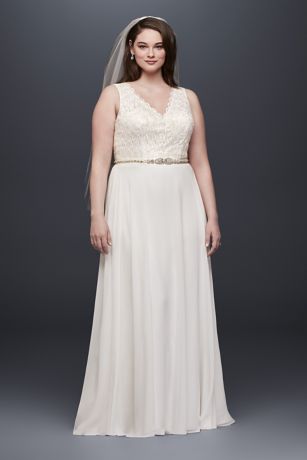 V Neck Lace Mermaid Plus Size Wedding Dress David S Bridal