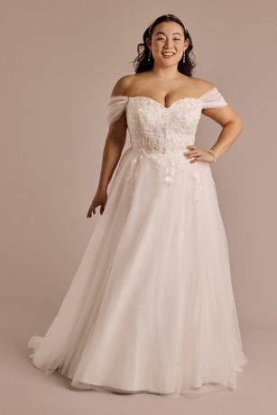 Picture of Applique Ball Gown Off-the-Shoulder Wedding Dress