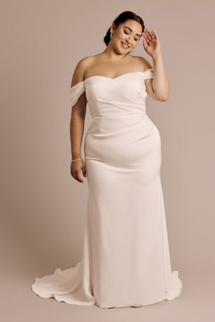 Picture of Matte Satin Off-the-Shoulder Mermaid Wedding Dress