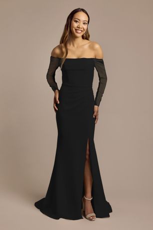 Picture of Stretch Crepe Cowl Long-Sleeve Wedding Dress