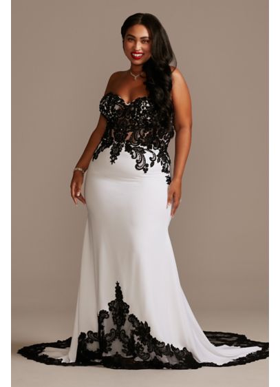 Lace Sheer Beaded Bodice Plus Size Wedding Dress | David's Bridal