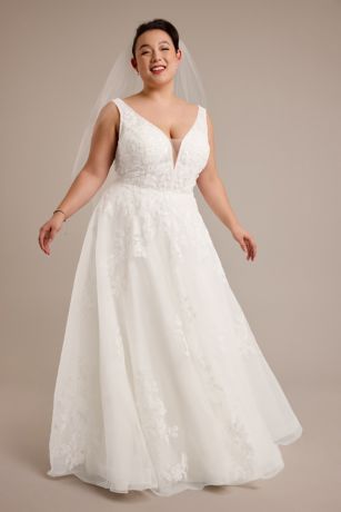 Picture of Plunging Tank Tulle Ball Gown Wedding Dress