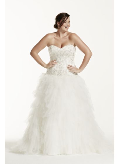 Ruffled Tulle Drop Waist Plus Size Wedding Dress | David's Bridal
