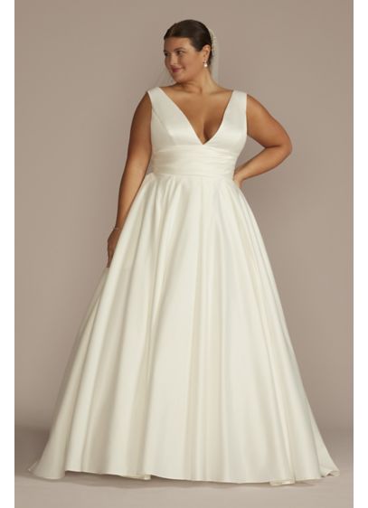 Cummerbund Satin Plus Size Wedding Dress David s Bridal Cummerbund Satin Plus Size Wedding Dress David s Bridal