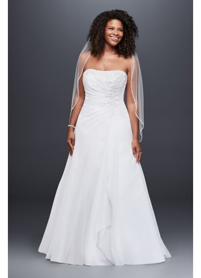 Plus Size 22 24 26 28 30 White Ivory Wedding Dress Chiffon A-line Strapless 