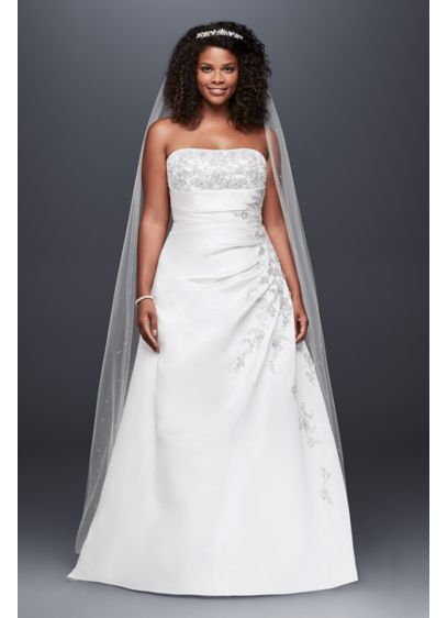 Extra Length A line Side Drape Strapless Gown David s Bridal Extra Length A line Side Drape Strapless Gown David s Bridal
