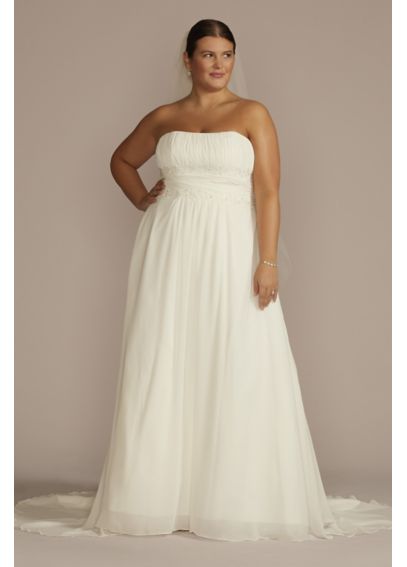 Chiffon Beaded Empire Plus Size Wedding Dress - Davids Bridal