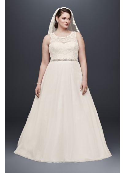 A-line Plus Size Wedding Dress with Tulle Skirt | David's Bridal