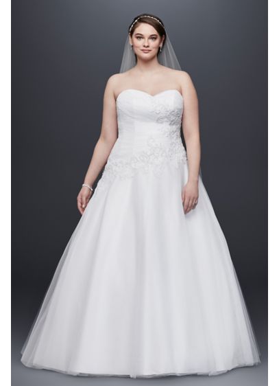 Strapless Tulle Plus Size Wedding Dress with Lace | David's Bridal