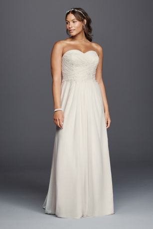 Strapless Chiffon Plus Size Sheath  Wedding  Dress  David s 