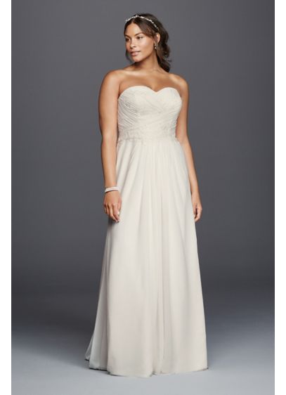 Strapless Chiffon Plus Size Sheath Wedding Dress David s Strapless Chiffon Plus Size Sheath Wedding Dress David s