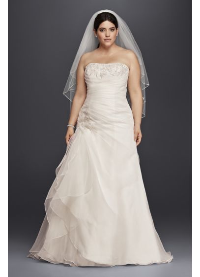 Organza and Lace Plus Size Ruched Wedding Dress | David's Bridal
