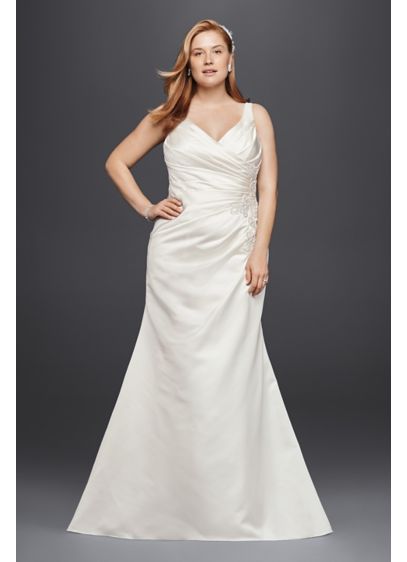 Satin Pleated Plus Size Mermaid Wedding Dress | David's Bridal