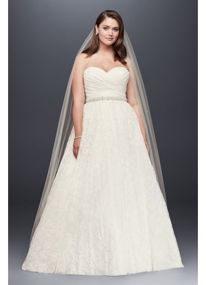 Sweetheart Plus Size Lace Ball Gown Wedding Dress David Sweetheart Plus Size Lace Ball Gown Wedding Dress David
