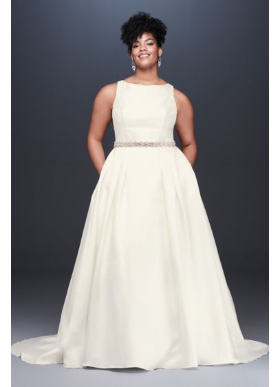 Tulle Over Lace Ball Gown Plus Size Wedding Dress David S Bridal