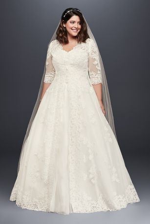 Organza Plus  Size  Wedding  Dress  with Long Topper David s 