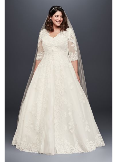 Organza Plus Size Wedding Dress with Long Topper David s Organza Plus Size Wedding Dress with Long Topper David s