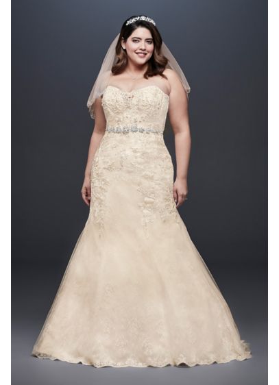 Plus  Size  Tall  Mermaid Wedding  Dress  Beaded Lace David s 