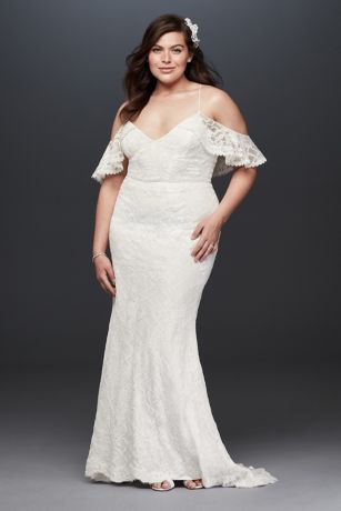 cold shoulder long sleeve wedding dress