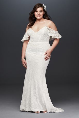 cold shoulder beach wedding dress