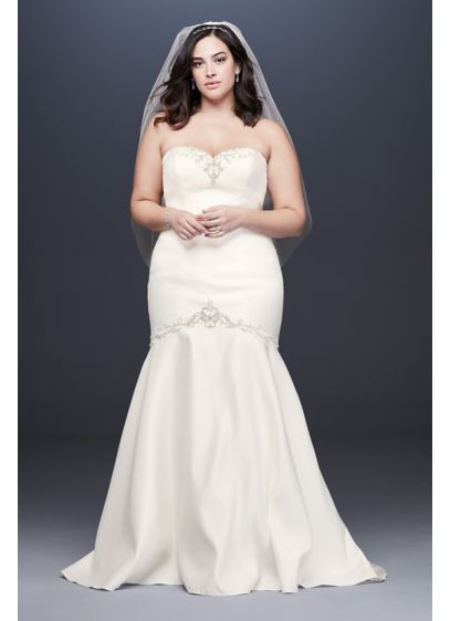Satin Beaded Mermaid Plus Size Wedding Dress | David's Bridal