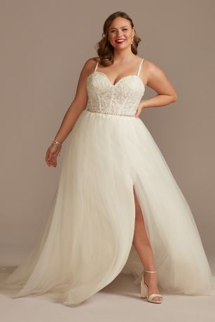 Picture of Sheer Boned Bodice Spaghetti Strap Wedding Dress