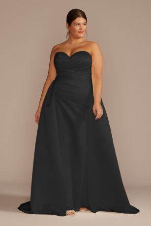 Picture of Satin Ruched Bodice Wedding Dress with Overskirt