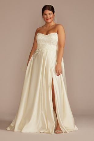 Picture of Embroidered Pleated Satin Ball Gown Wedding Dress