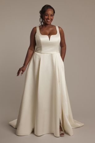 DB Studio Satin Tank Ball Gown Wedding Dress in Ivory Size: 16W David's Bridal