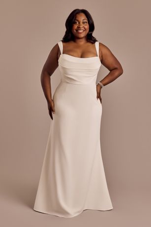 Picture of Stretch Crepe Cowl Neck Tank Sheath Wedding Dress
