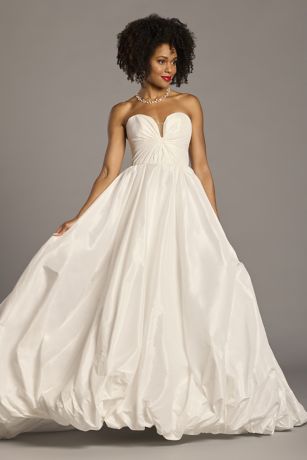 Picture of Bubble Hem Taffeta Ball Gown with Plunge Neckline