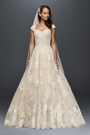 oleg cassini wedding ball gown with lace appliques