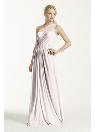Extra Length Mesh Dress with One Shoulder Neckline | David's Bridal