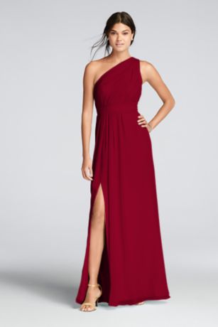 david's bridal georgette one shoulder