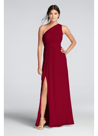 Long Red Soft & Flowy David's Bridal Bridesmaid Dress