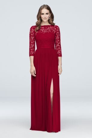 red long sleeve bridesmaid dress