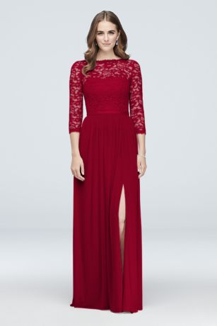 david's bridal wine lace bridesmaid dress