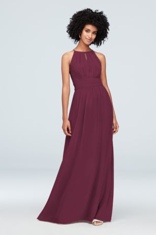 Picture of High-Neck Chiffon Dress with Keyhole