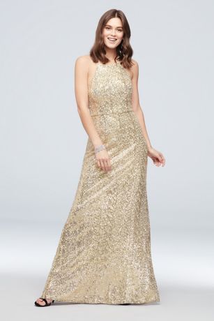 gold sequin flowy dress