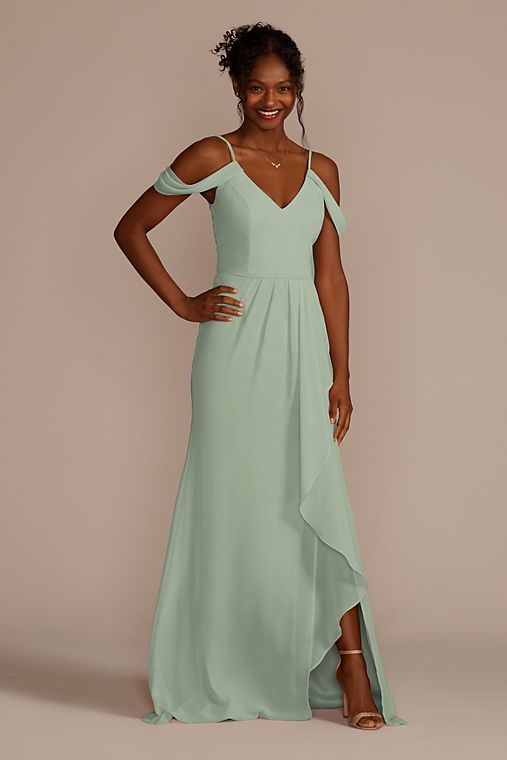 Celebrate DB Studio Cascading Off-the-Shoulder Bridesmaid Dress