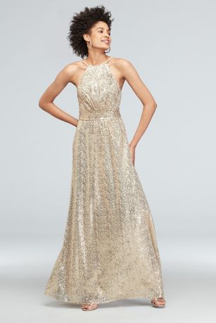 gold sequin dress david's bridal