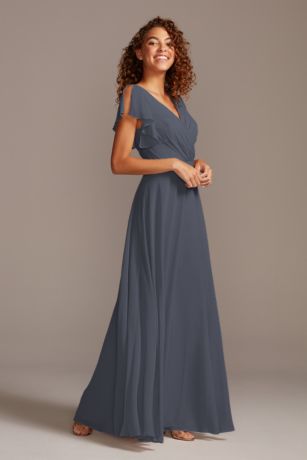 Picture of Bridesmaid Dress with Flutter Sleeve Full Skirt