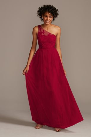 davids bridal one shoulder bridesmaid dress