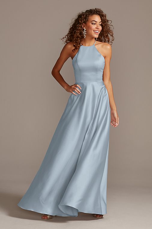 Celebrate DB Studio High-Neck Satin A-Line Bridesmaid Dress