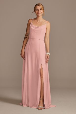 Picture of Cowl Neck Chiffon Dress with Slit