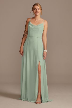 Picture of Cowl Neck Chiffon Dress with Slit