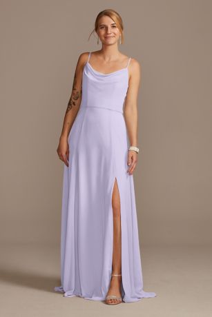 Picture of Cowl Neck Chiffon Dress with Slit
