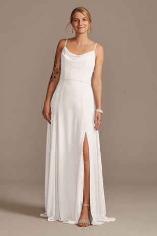 Picture of Cowl Neck Chiffon Dress with Slit