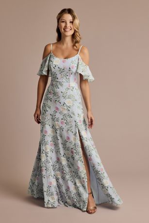 Picture of Floral Chiffon Cold-Shoulder Dress