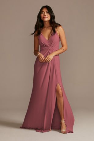 Celebrate DB Studio Jersey A-Line Dress With Knot Detail in Chianti Size: 12 David's Bridal